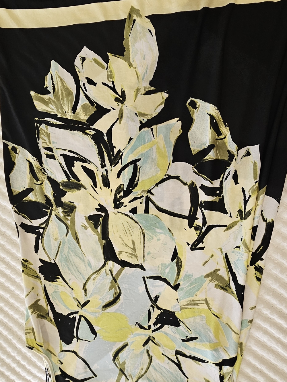 Kim Rogers White, Black, Yellow & Light Blue Floral Cowl Neck Midi Dress - Picture 2 of 6